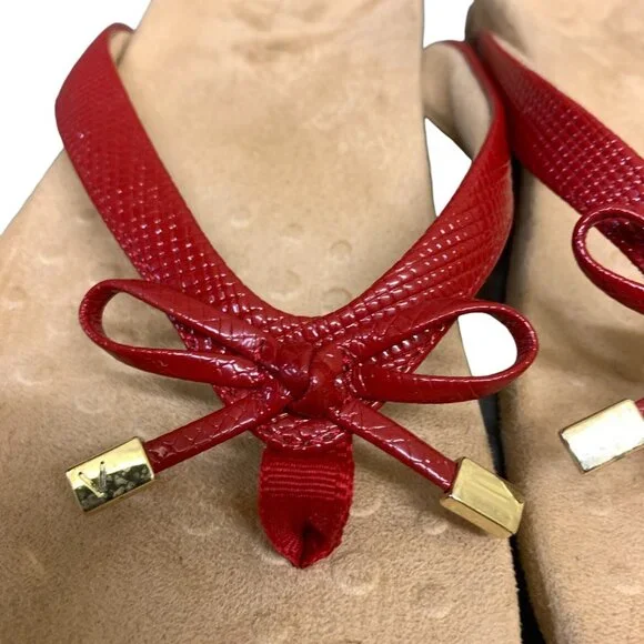 Women's VIONIC BELLA II Lizard RED Thong Flip Flop Sandals Flats Size 10 - Picture 9 of 12